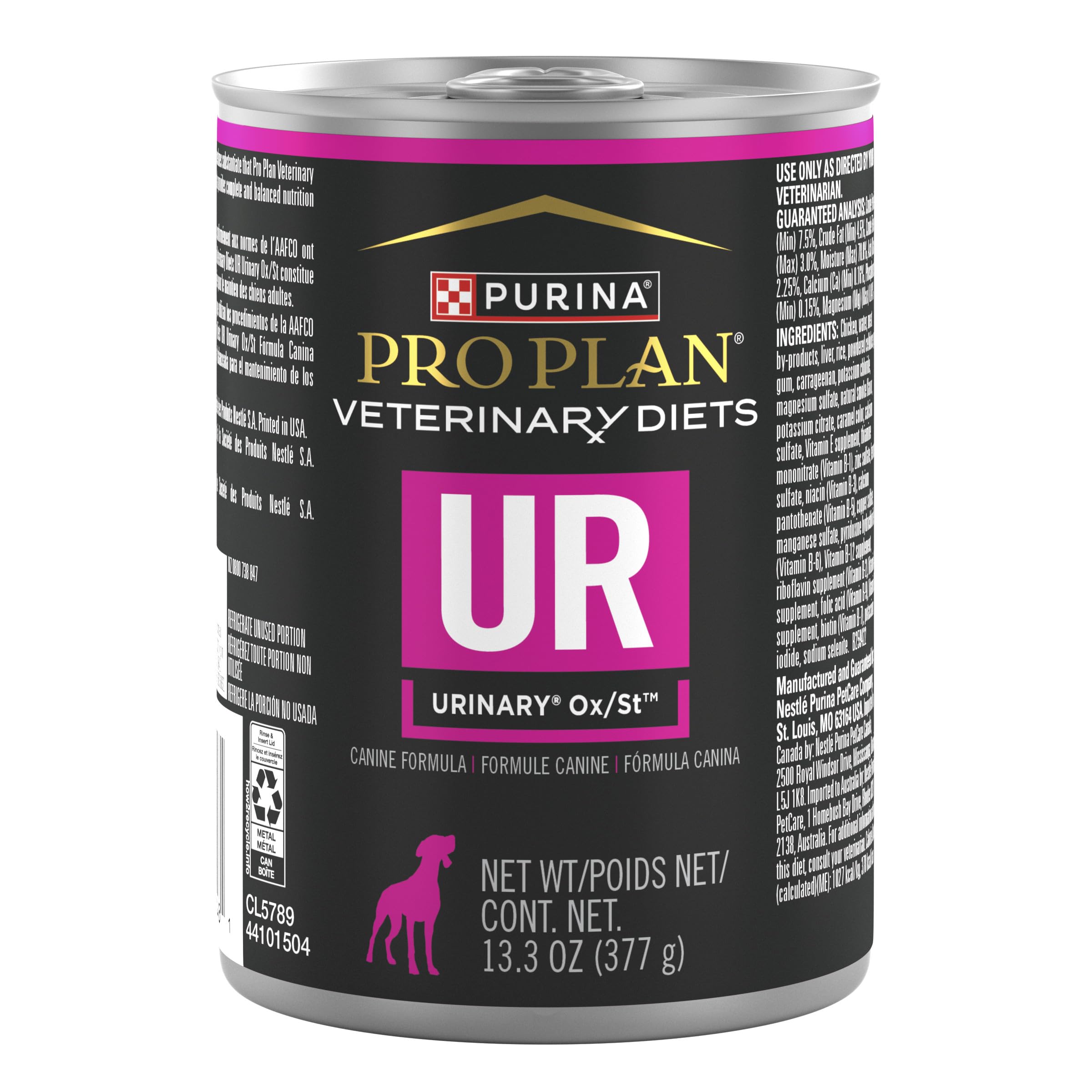Purina Pro Plan Veterinary Diets UR Urinary Ox/St wet dog food, 12 cans.