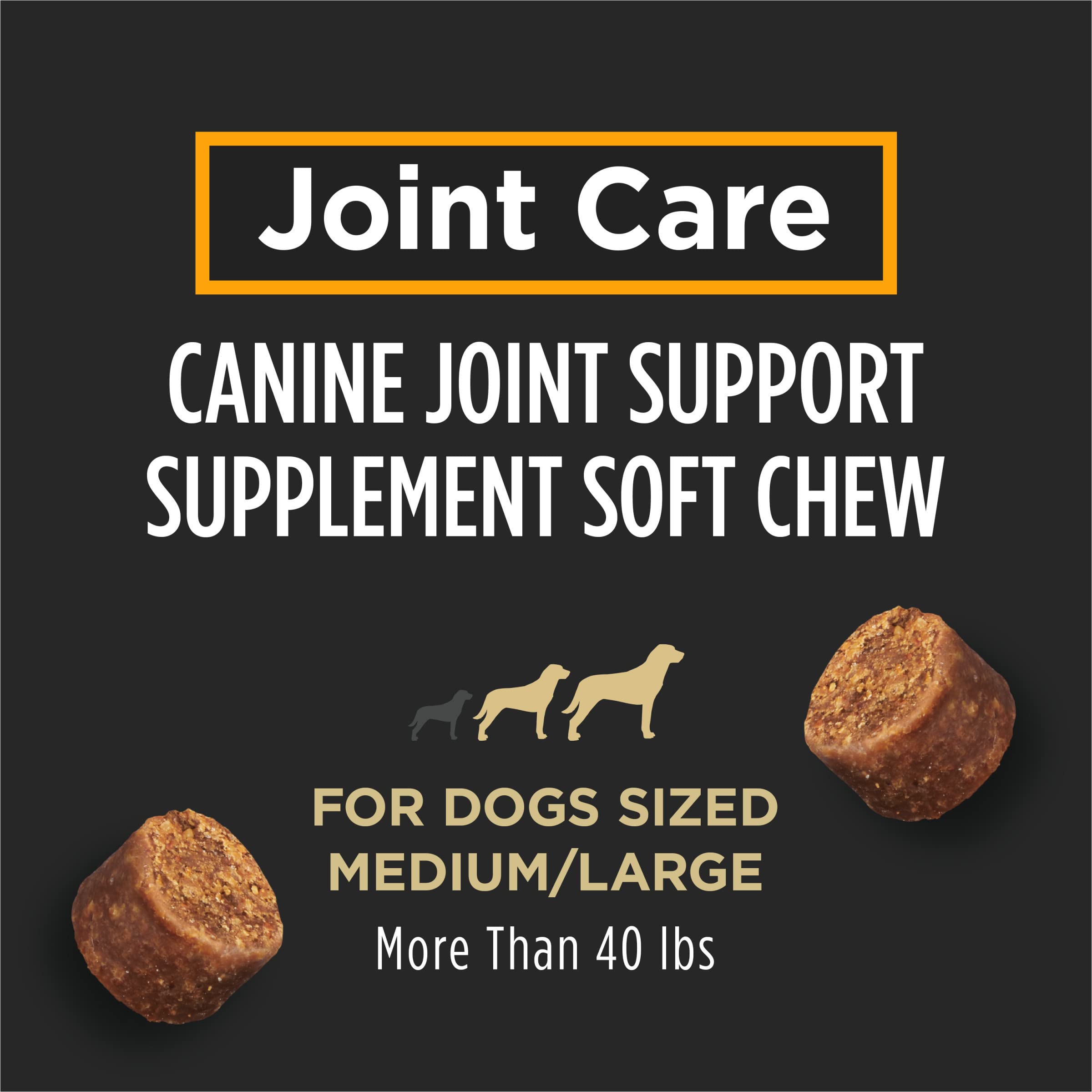 Close-up of Purina Pro Plan Veterinary Joint Care chews rich in glucosamine.