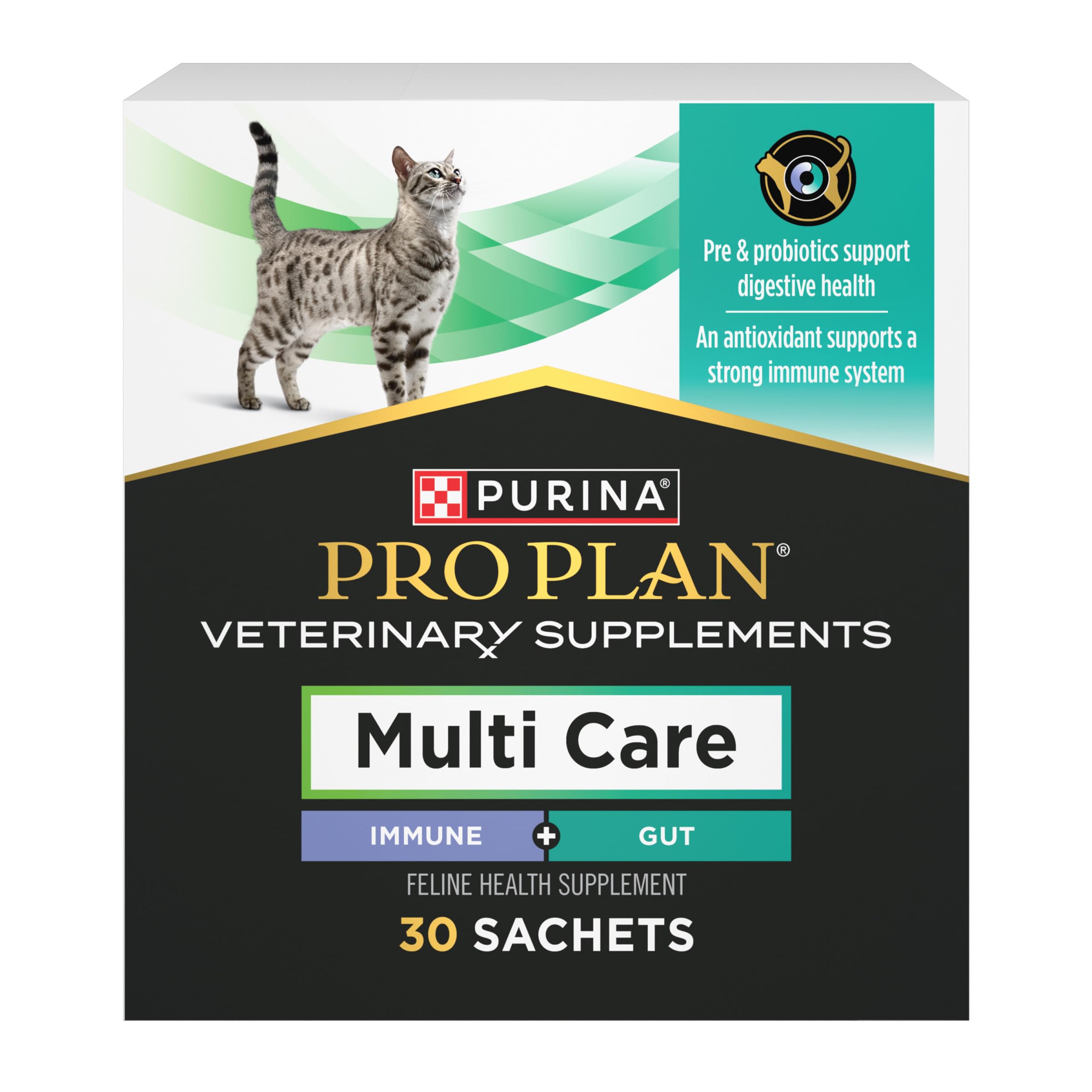 Purina Pro Plan Veterinary Multi Care bottle with digestive probiotics for cats.
