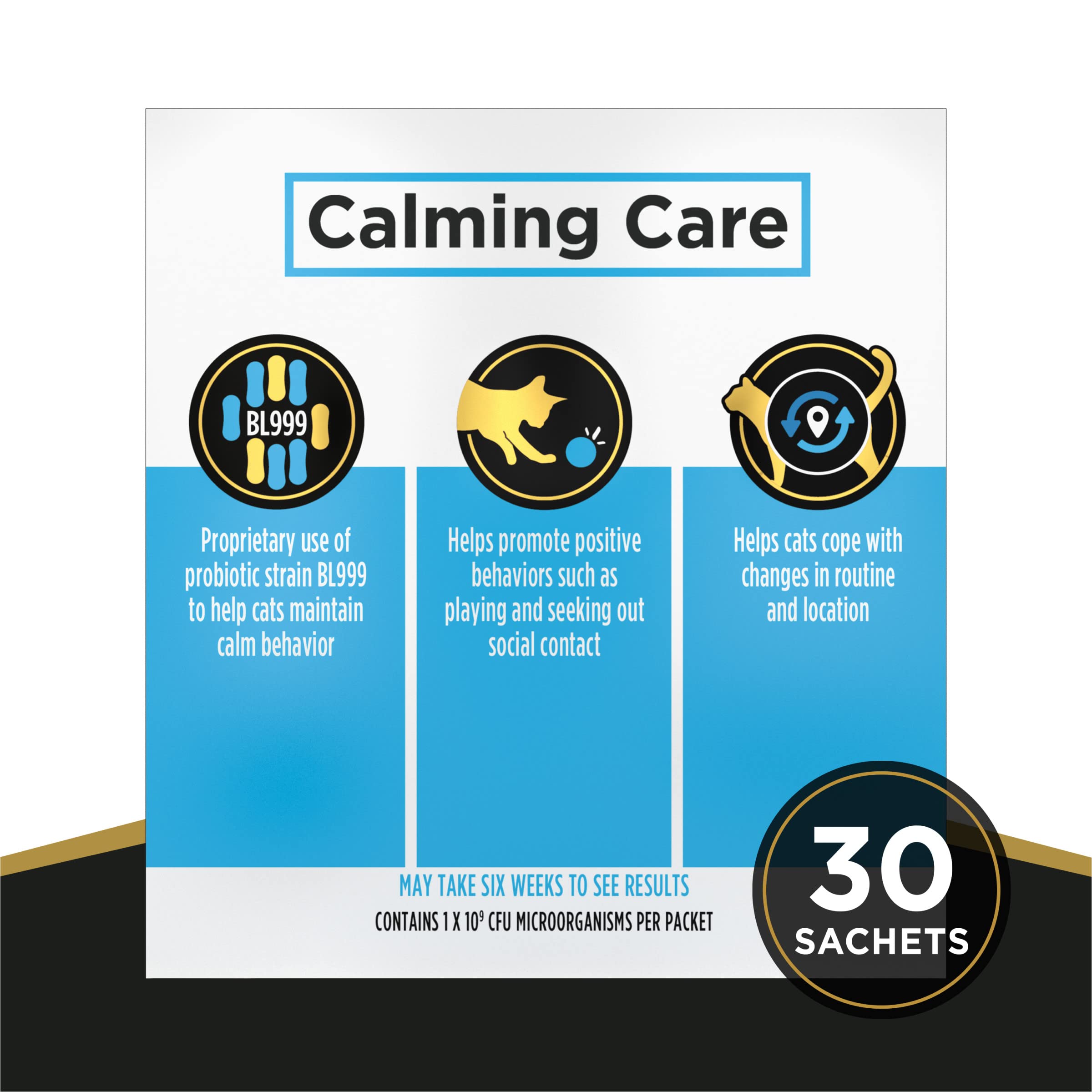 Close-up Calming Care packaging showing immune support potential