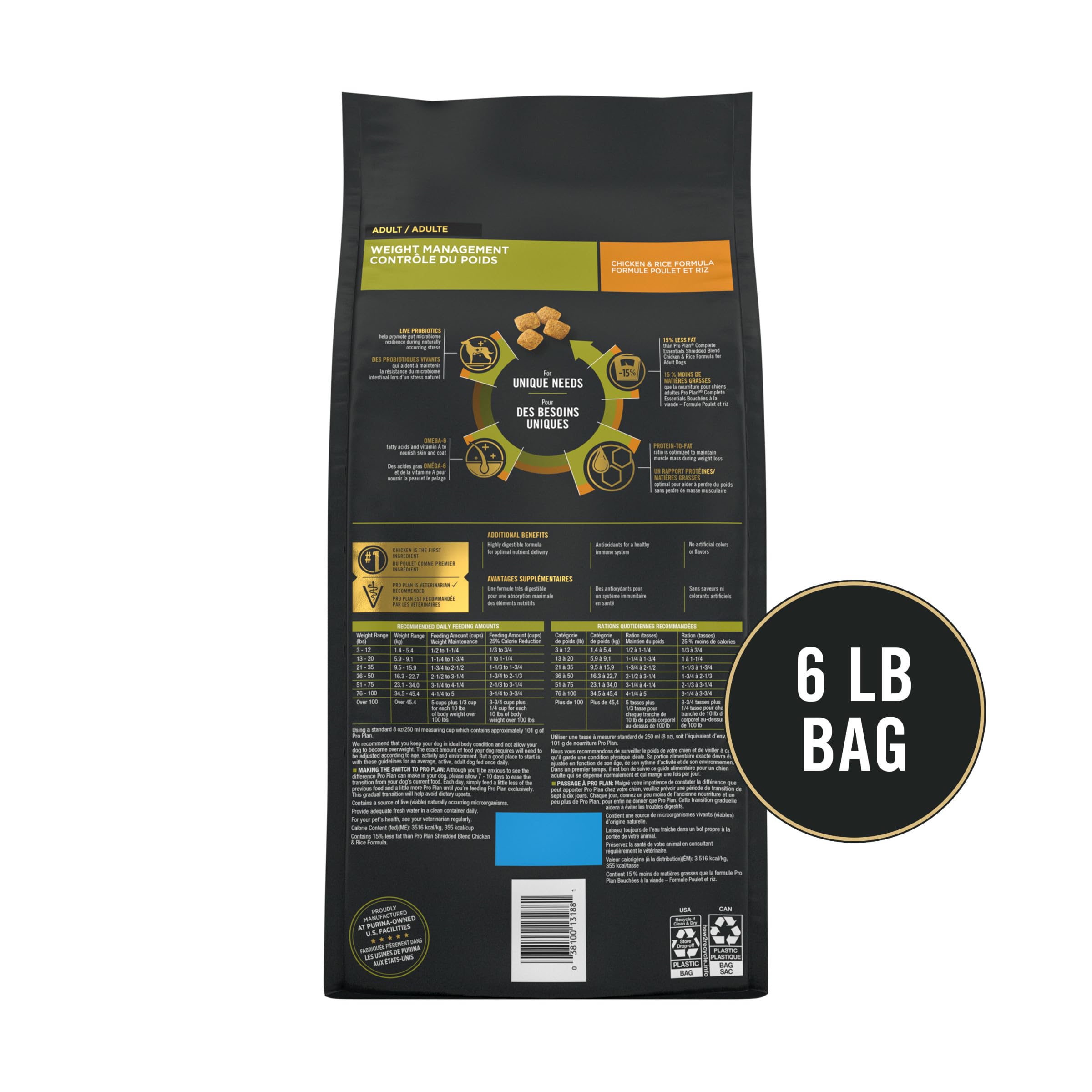 Purina Pro Plan Weight Management kibble texture with shredded pieces offers variety