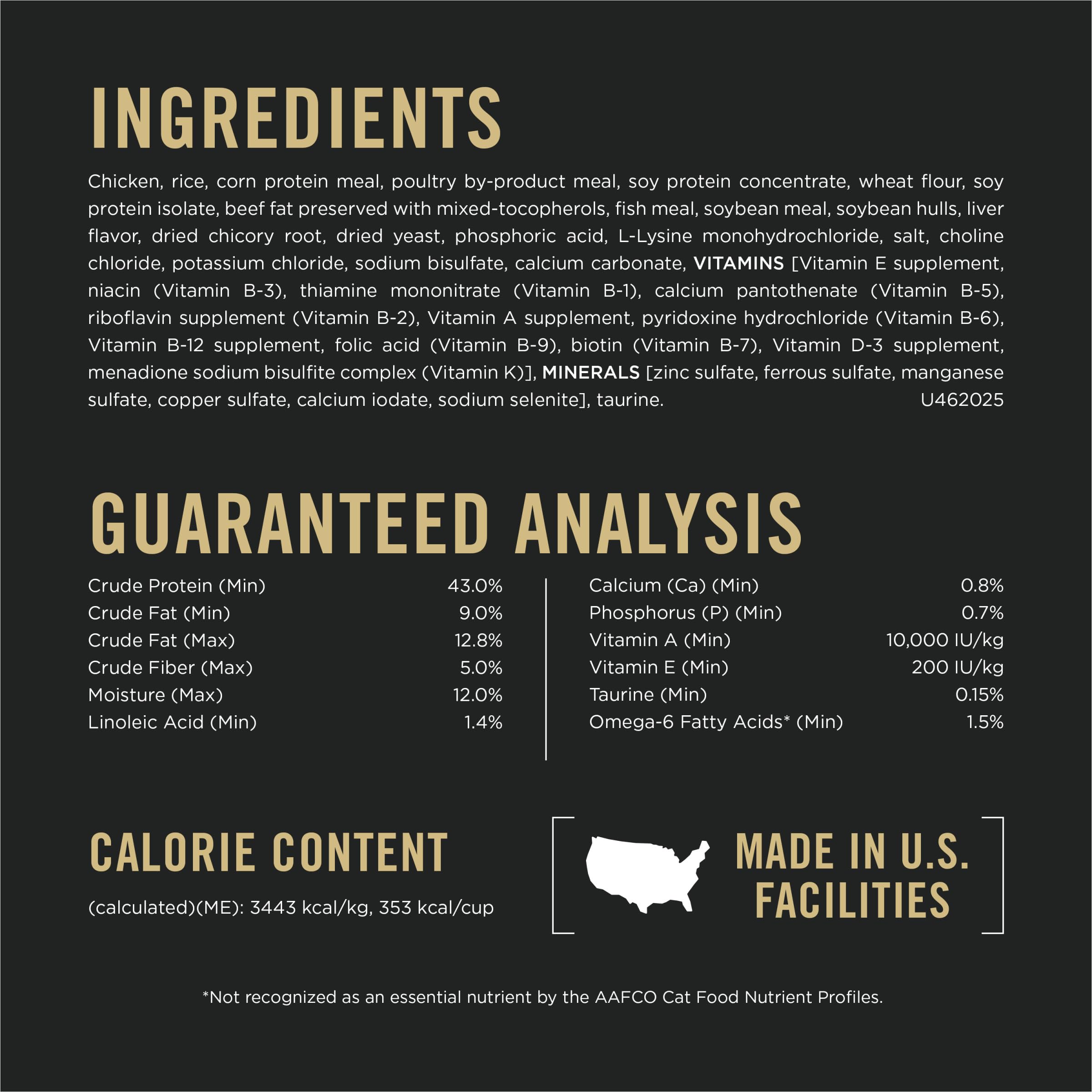 Purina Pro Plan Weight Management nutrition facts showing protein content