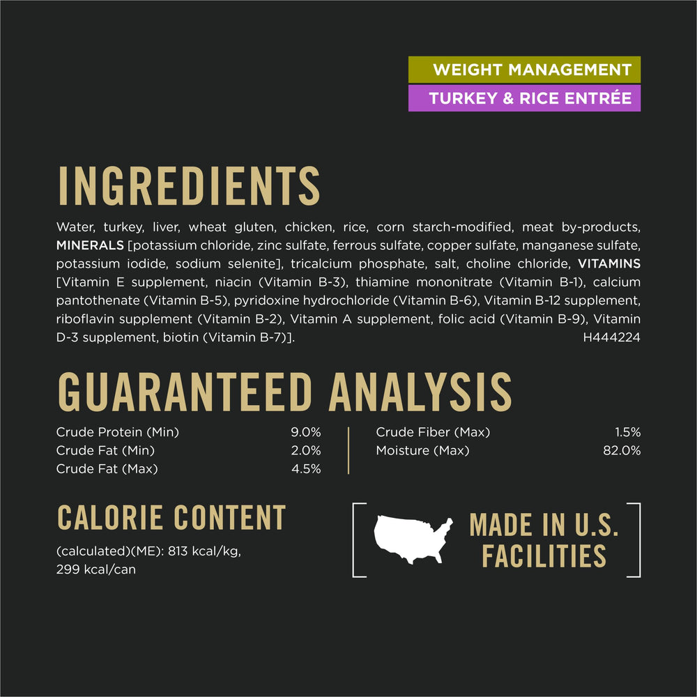 Purina Pro Plan Weight Management skin coat nourishment close-up image.