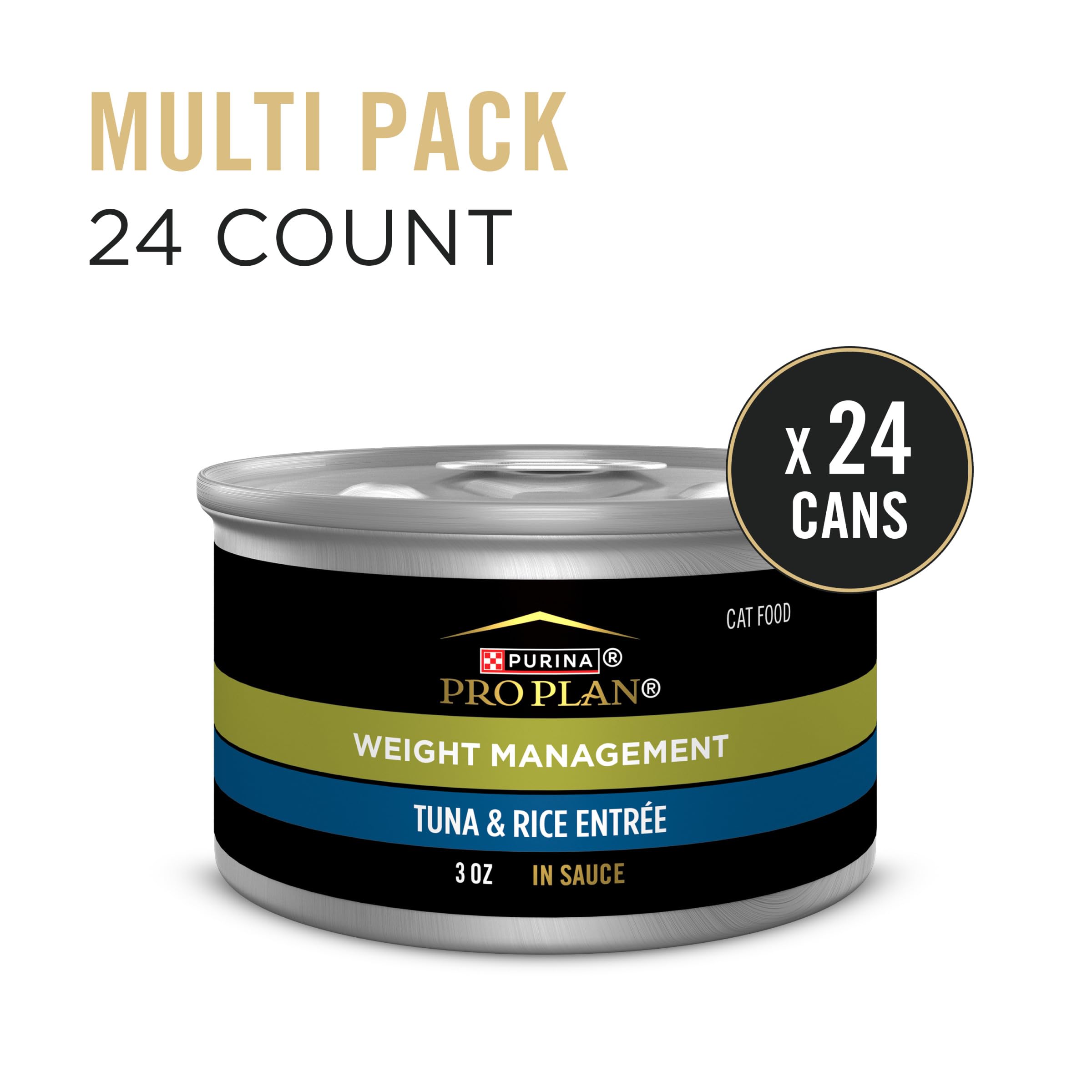 Purina Pro Plan Weight Management tuna and rice entrée served in bowl shows texture and sauce