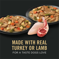 Purina Pro Plan Turkey with vegetables in gravy can highlights real meat and vegetables