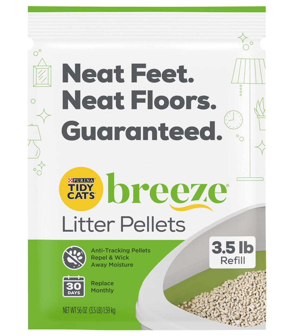 Purina Tidy Cats Breeze pellets dust-free close-up highlighting easy scooping.