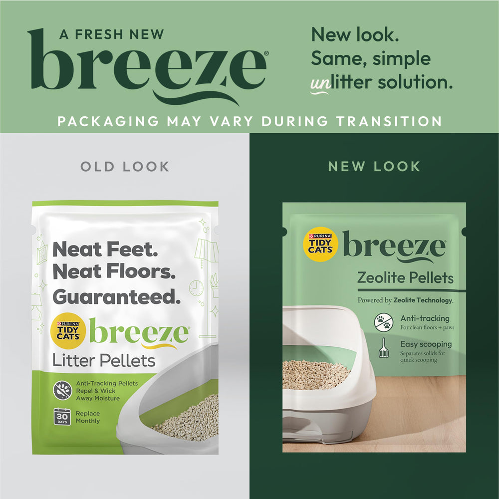 Purina Tidy Cats Breeze pellets four-bag pack for multi-cat households.