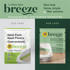 Purina Tidy Cats Breeze pellets four-bag pack for multi-cat households.