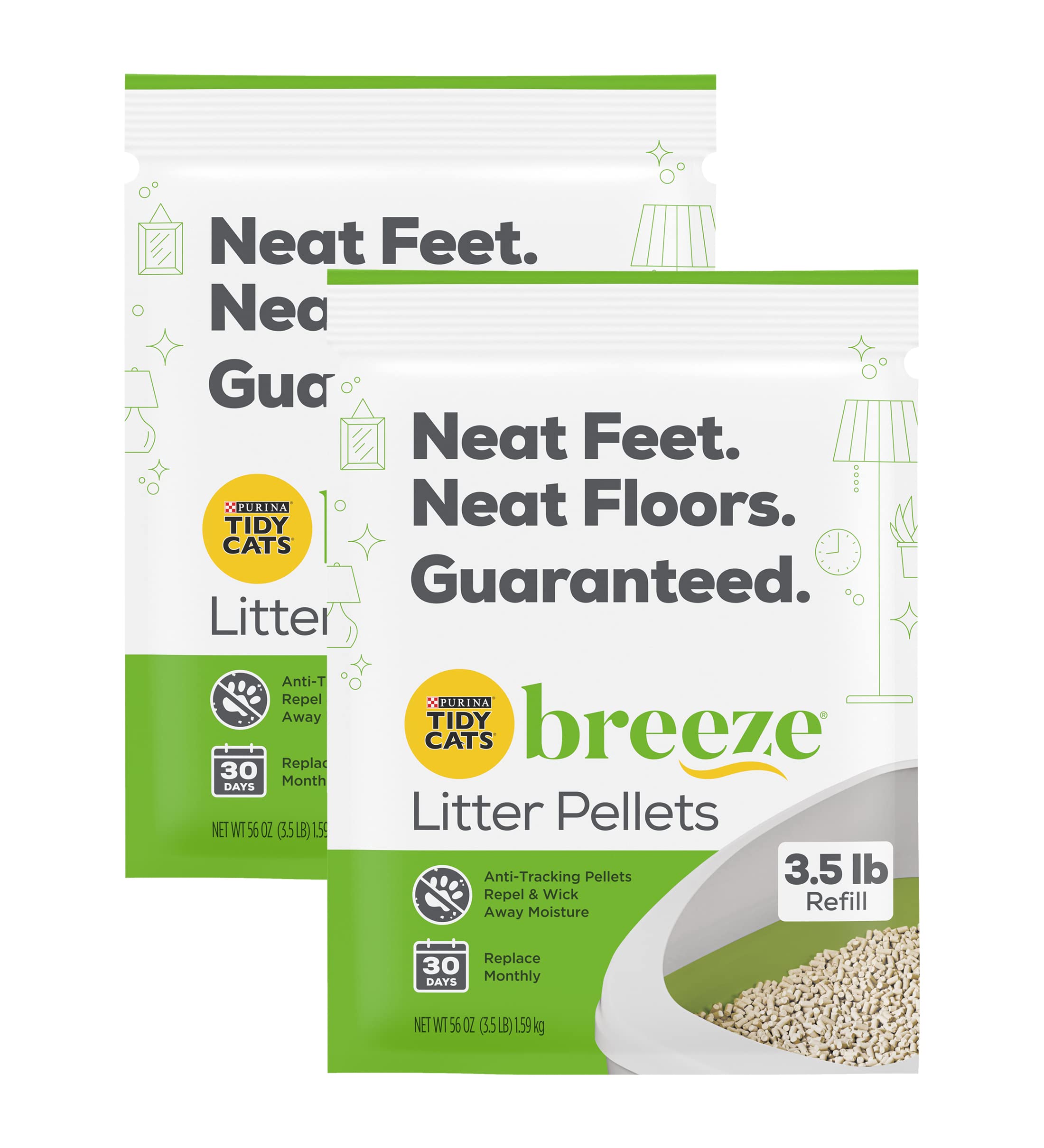 Purina Tidy Cats Breeze pellets refill pack 2 for multi-cat homes with easy upkeep.