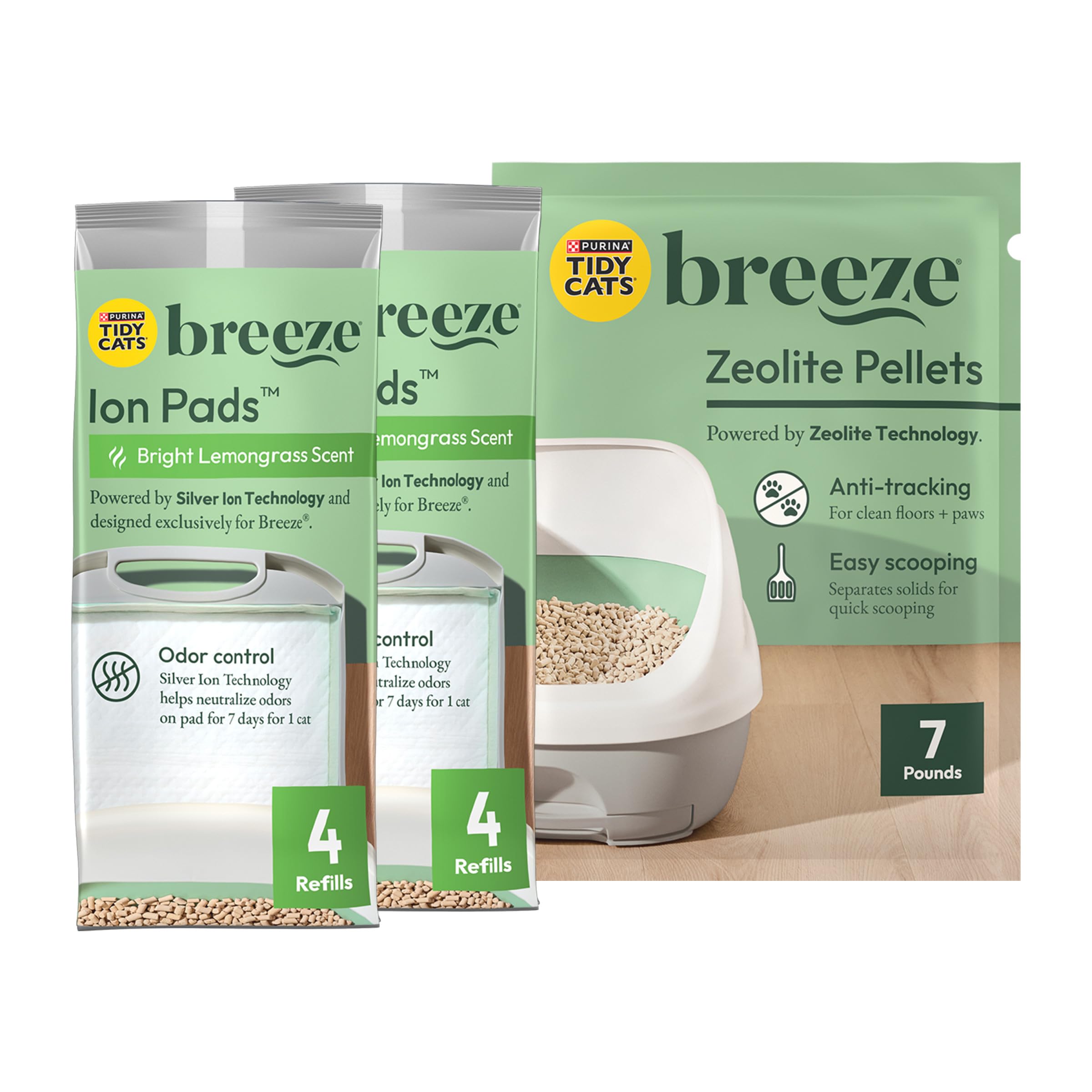 Purina Tidy Cats Breeze refills pellets for odor control and easy scooping.