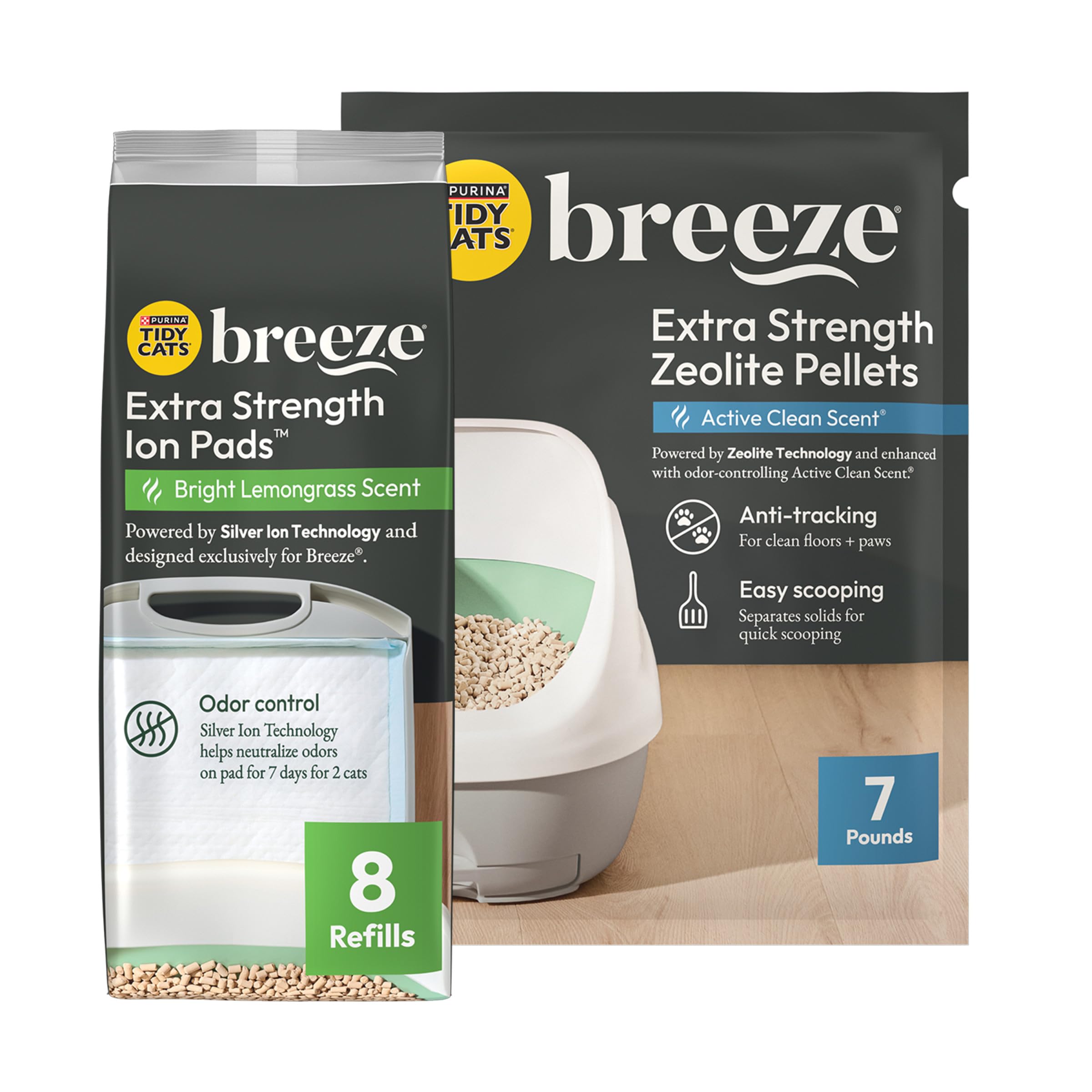 Purina Tidy Cats Breeze refill pellets for low-dust freshness and easy scooping.