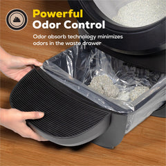 Purina Tidy Cats odor-absorb technology minimizes odors in the waste drawer