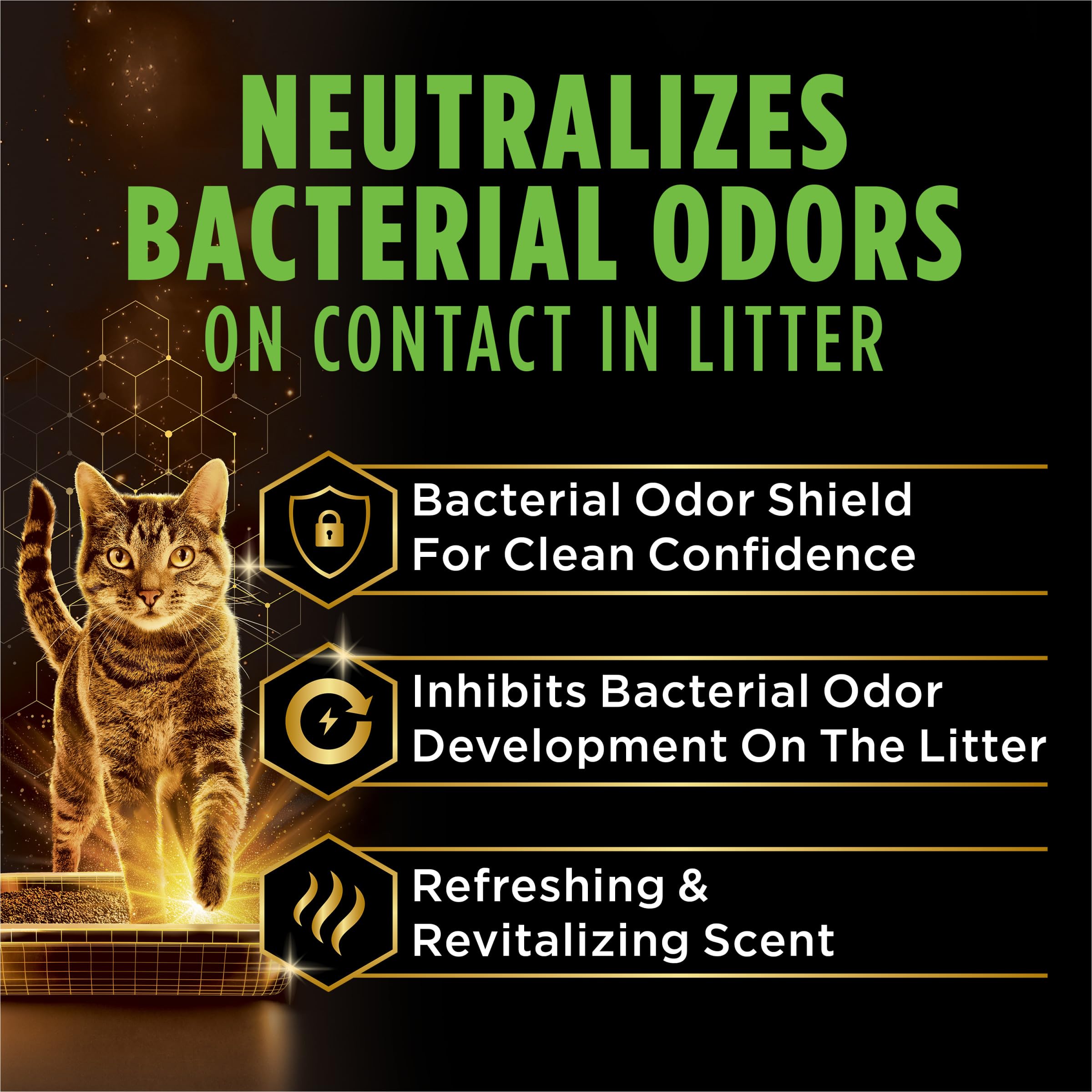 Purina Tidy Cats Performance Plus odor control technology in action.