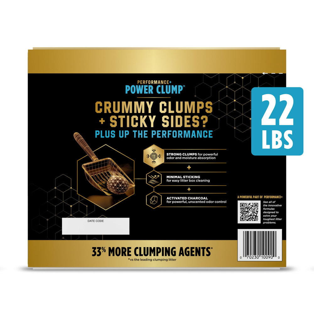 Purina Tidy Cats Performance Plus Power Clump 22 lb box packaging.
