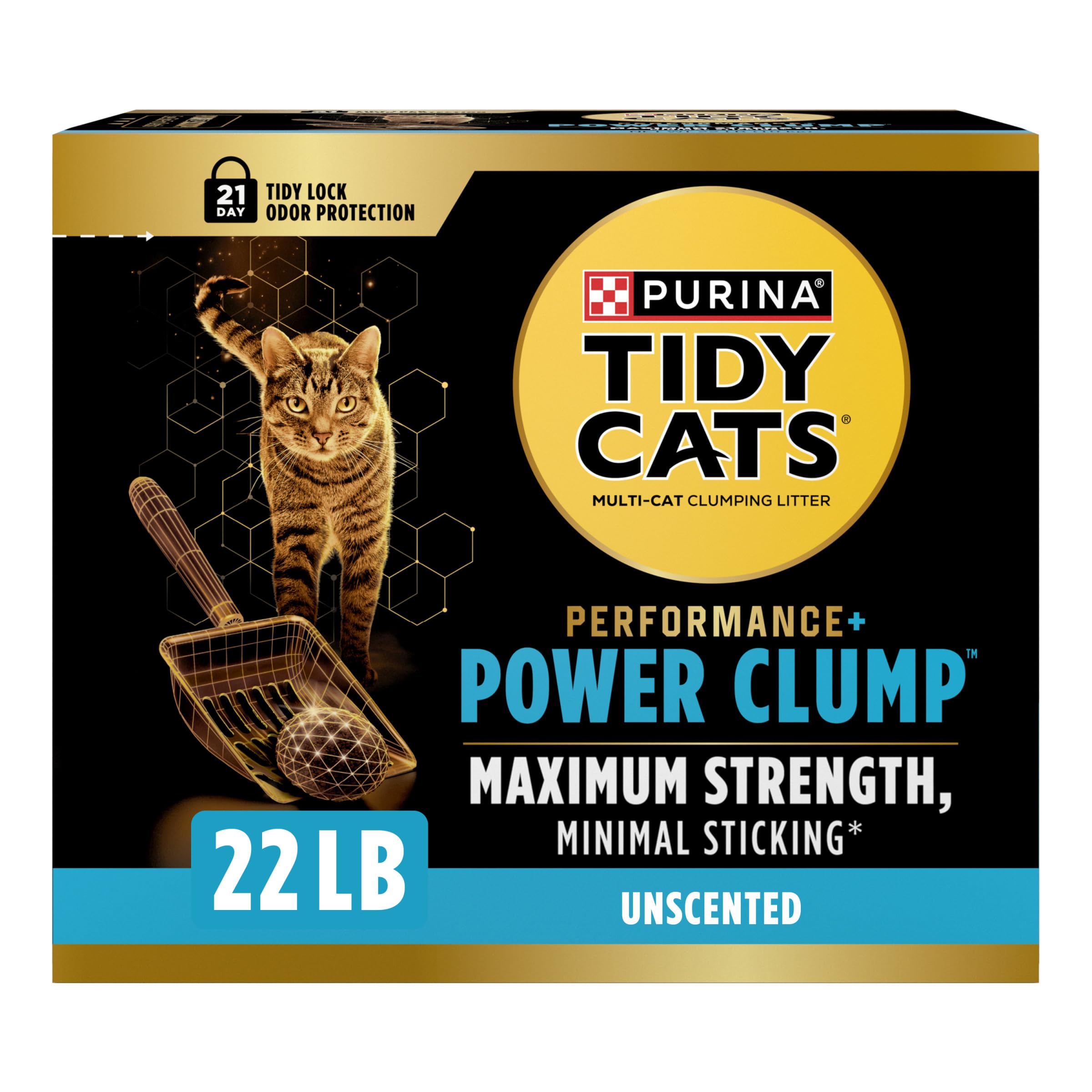 Purina Tidy Cats Performance Plus Power Clump bag open for easy scooping.