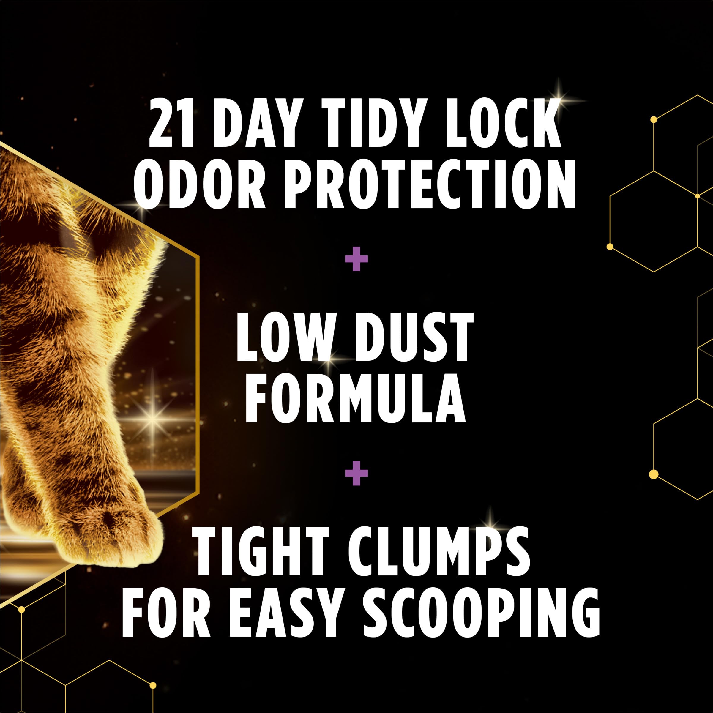 Purina Tidy Cats Performance Plus Tidy Feet low-tracking litter keeps paws cleaner.