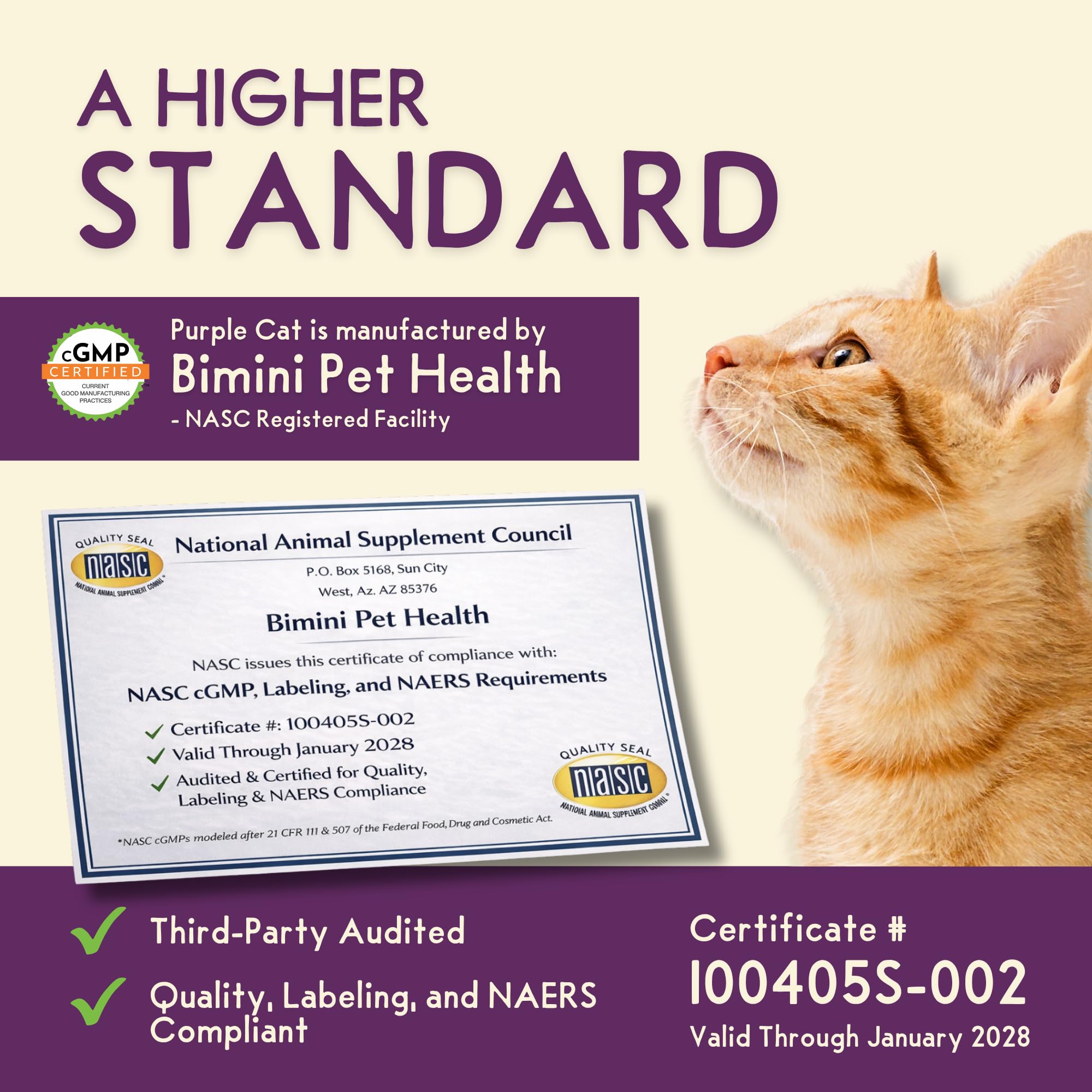 Purple Cat Feline Biome microbiome focus supports immune health and balance.