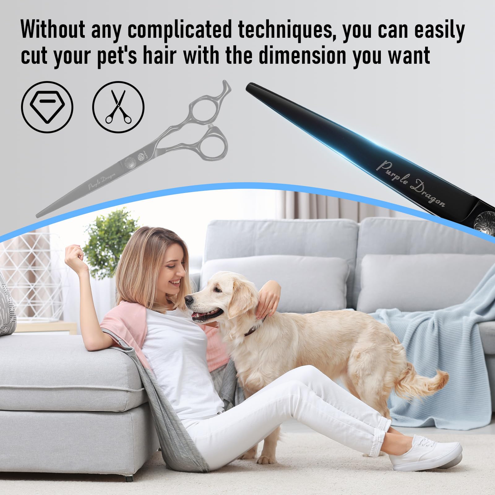 Purple Dragon adjustable screw on scissors for customized blade tension and control