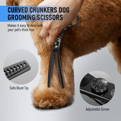 Purple Dragon curved chunkers for precise shaping around paws and sanitary areas.