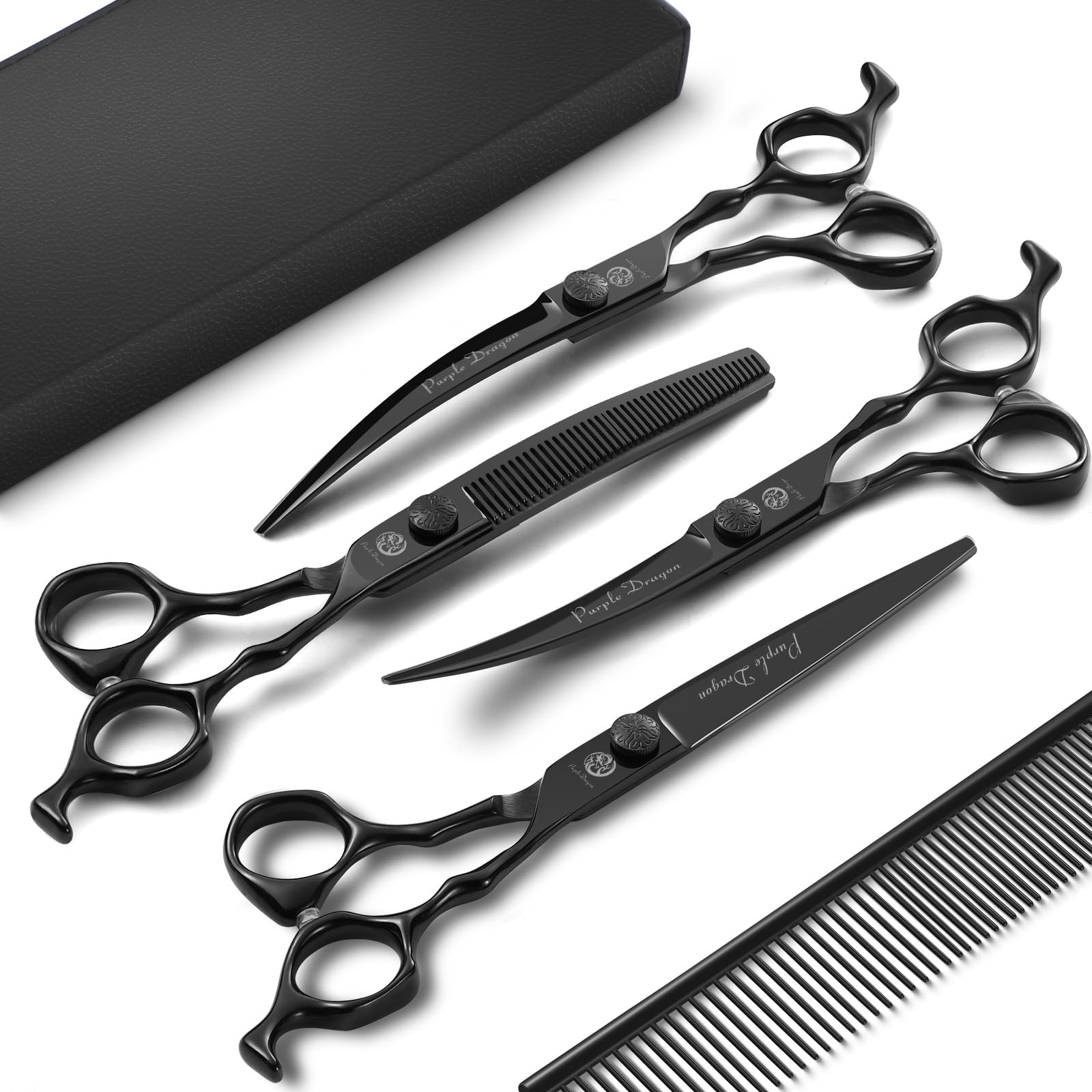 Purple Dragon straight grooming scissors for precise trimming and clean lines