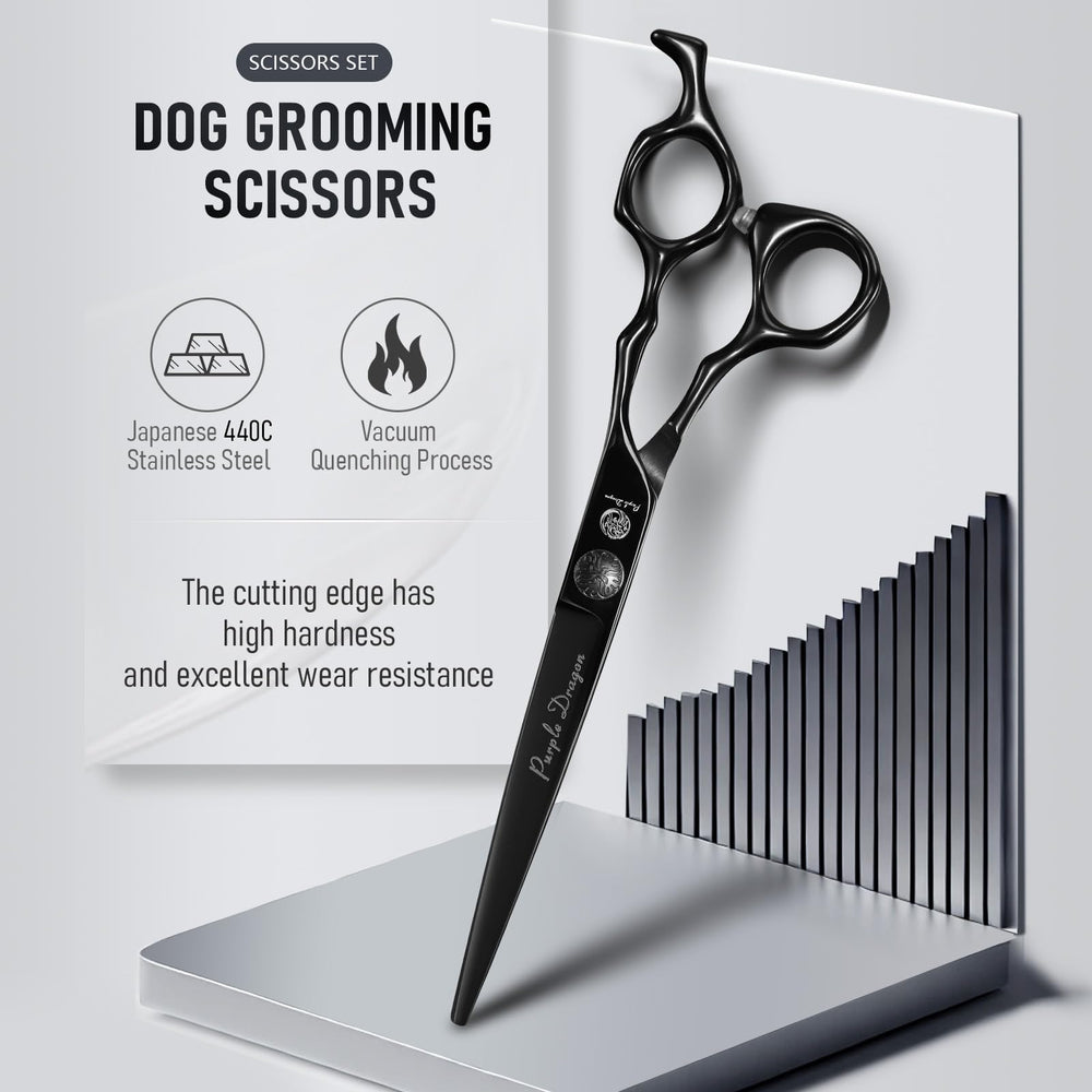 Purple Dragon up and down curved scissors for versatile contouring and styling.