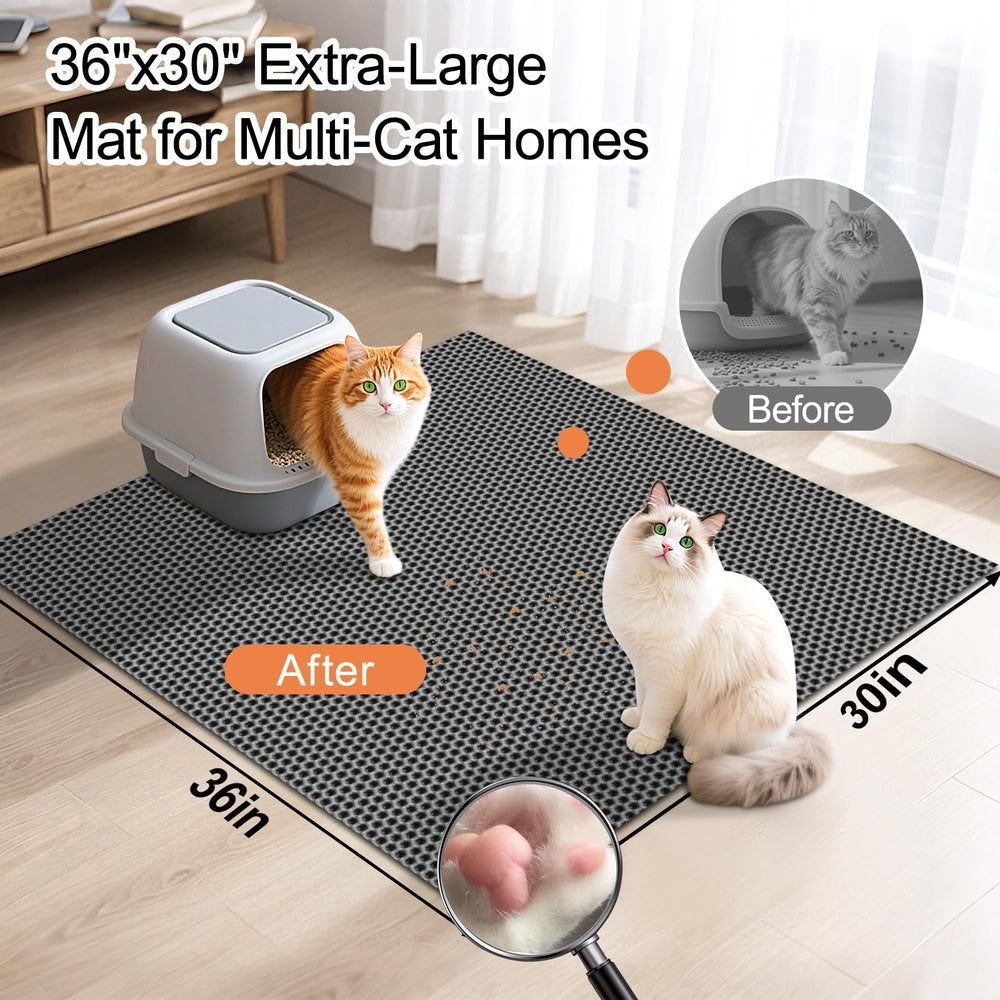 Purr Mates XL washable litter mat simplifies daily cleanup