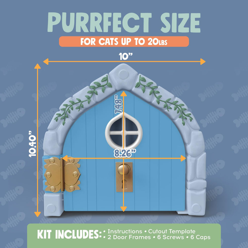 Purrfect Portal easy install kit includes screws and caps for quick setup.