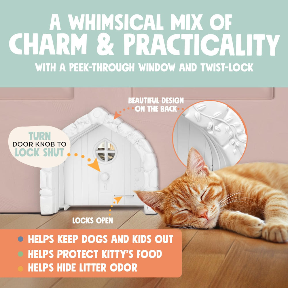 Purrfect Portal Fairy Door large opening accommodates cats up to 20 lbs.
