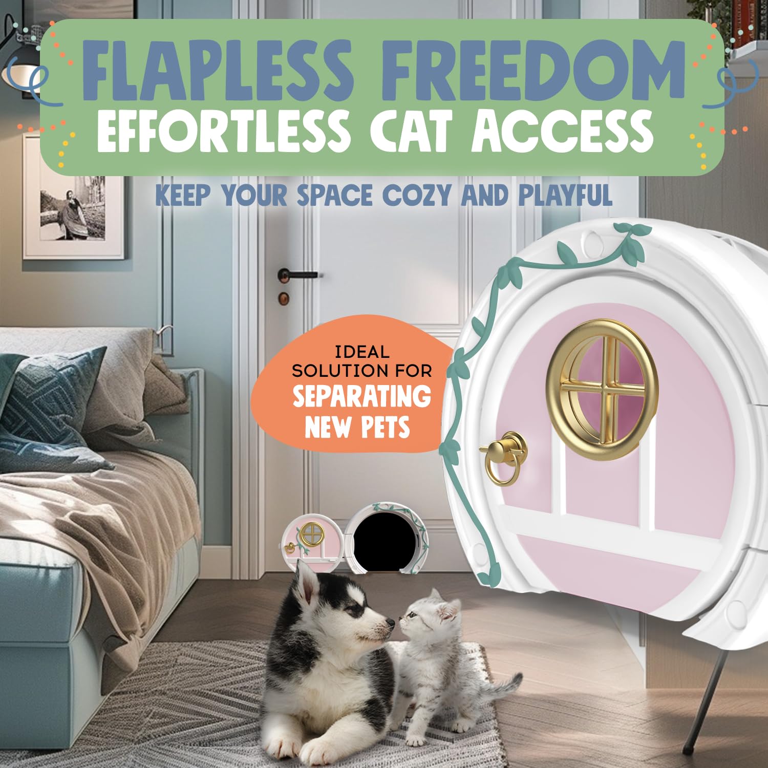Purrfect Portal Gnome Door durable build supports cats up to 20 lbs.