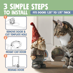 Purrfect Portal Gnome Door installation steps with included screws.