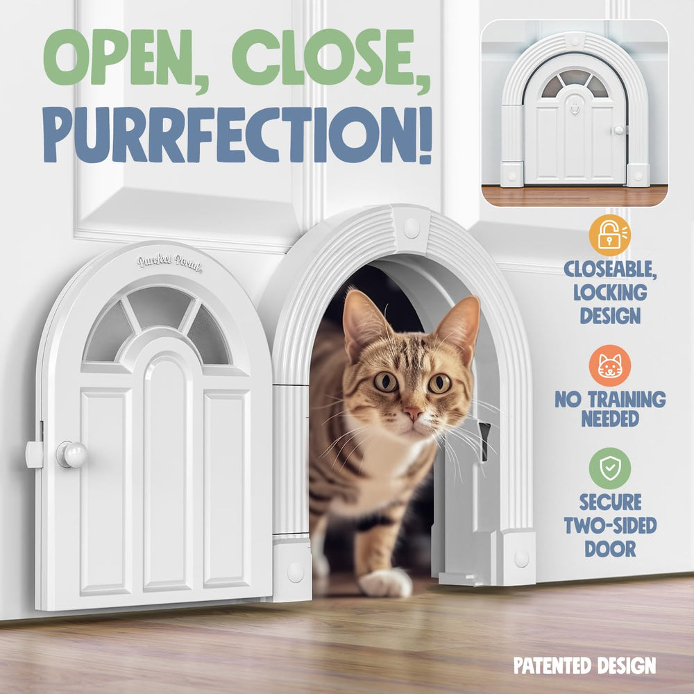 Purrfect Portal Meow Manor XL installation kit with screws and instructions.