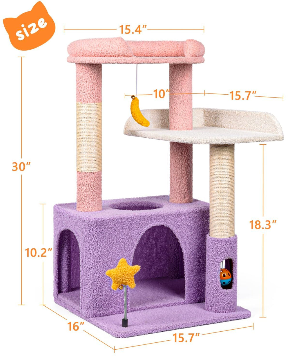 Purrlato Moonlit Violet cat tower easy assembly protects furniture