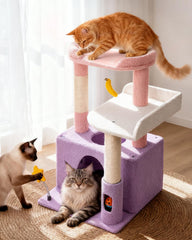 Purrlato Moonlit Violet cat tower with enclosed condos for private hideouts