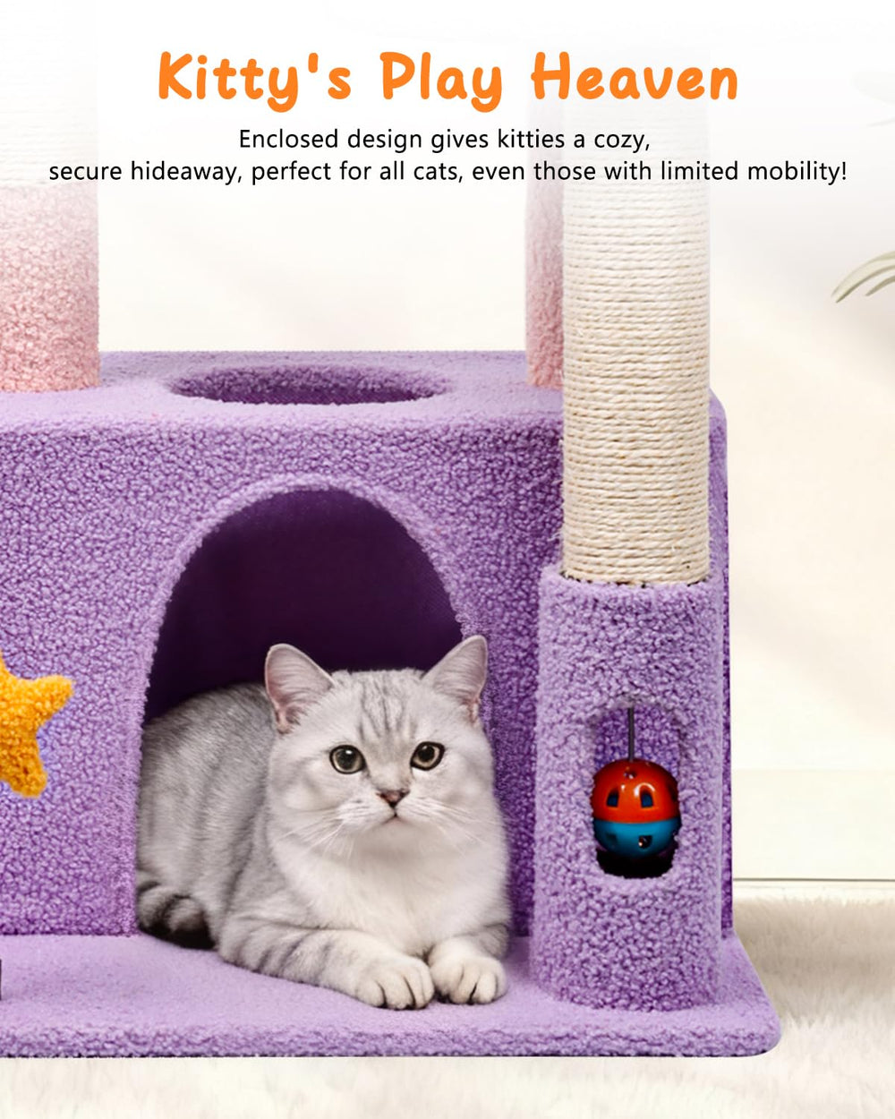 Purrlato Moonlit Violet cat tower oversized perch for climbing and viewing