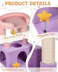 Purrlato Moonlit Violet cat tower with sisal posts for durable scratching