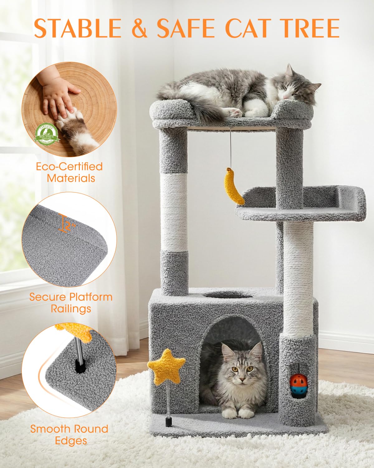Dangling ball offers interactive play to keep cats engaged and active.