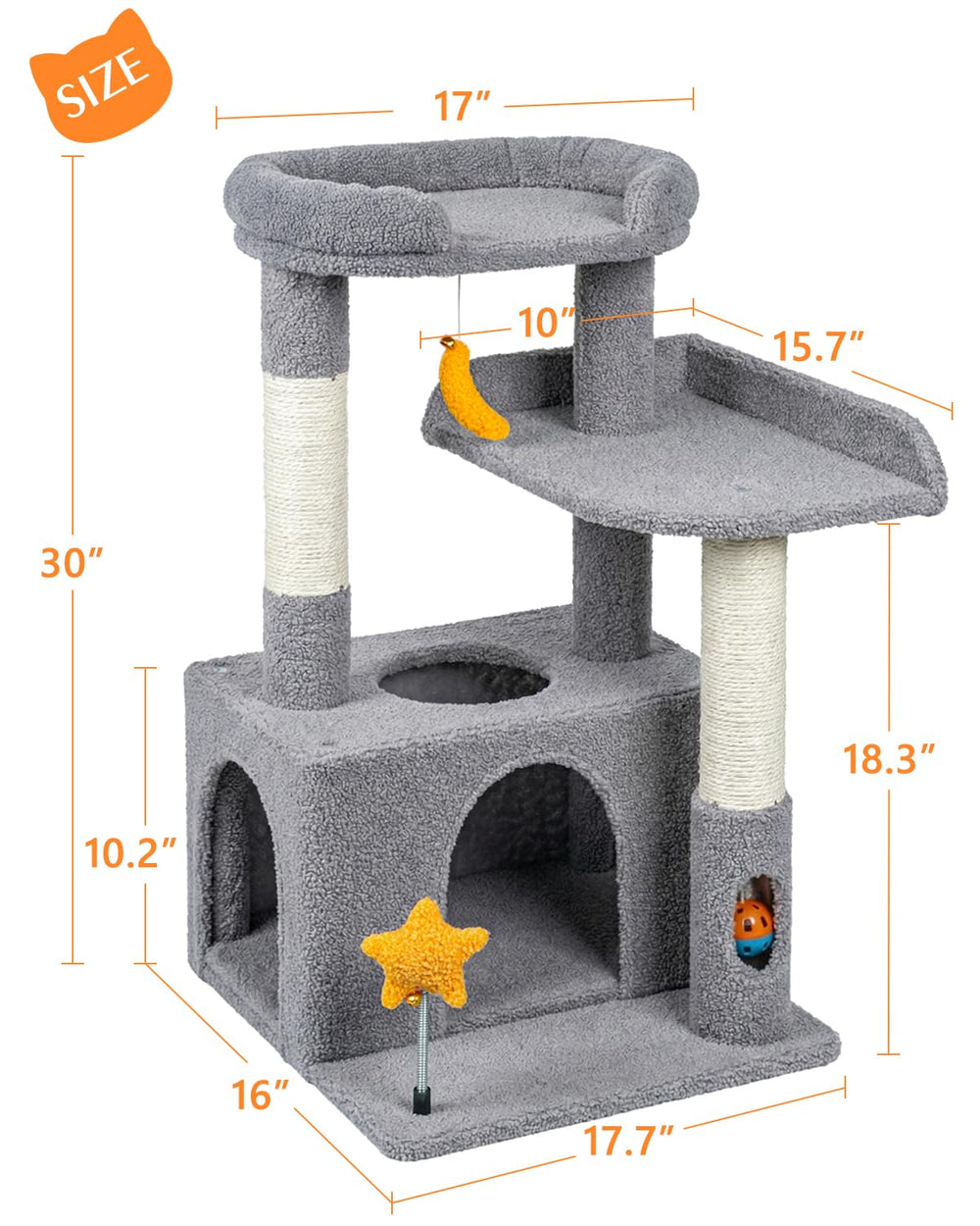 Purrlato cat condo provides enclosed private hideout during play and rest.