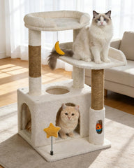 Purrlato 32in cat tower with plush perch for lounging by a sunny window.
