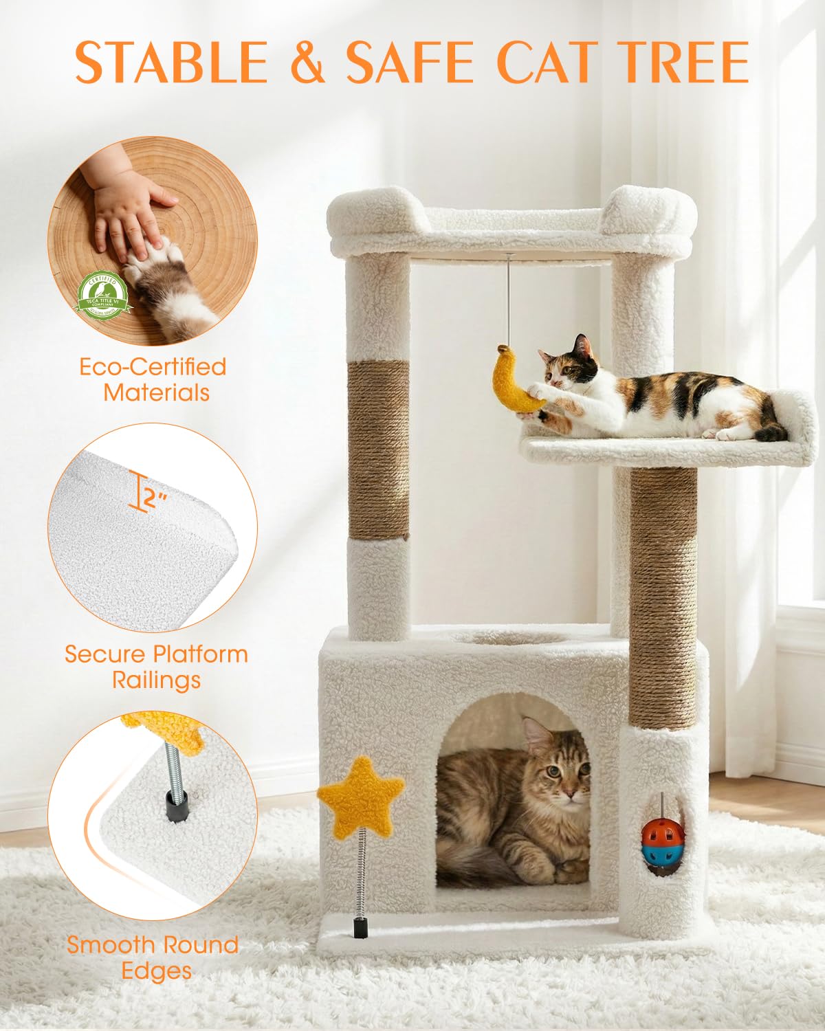 Purrlato sisal posts provide durable scratching surfaces to protect furniture.