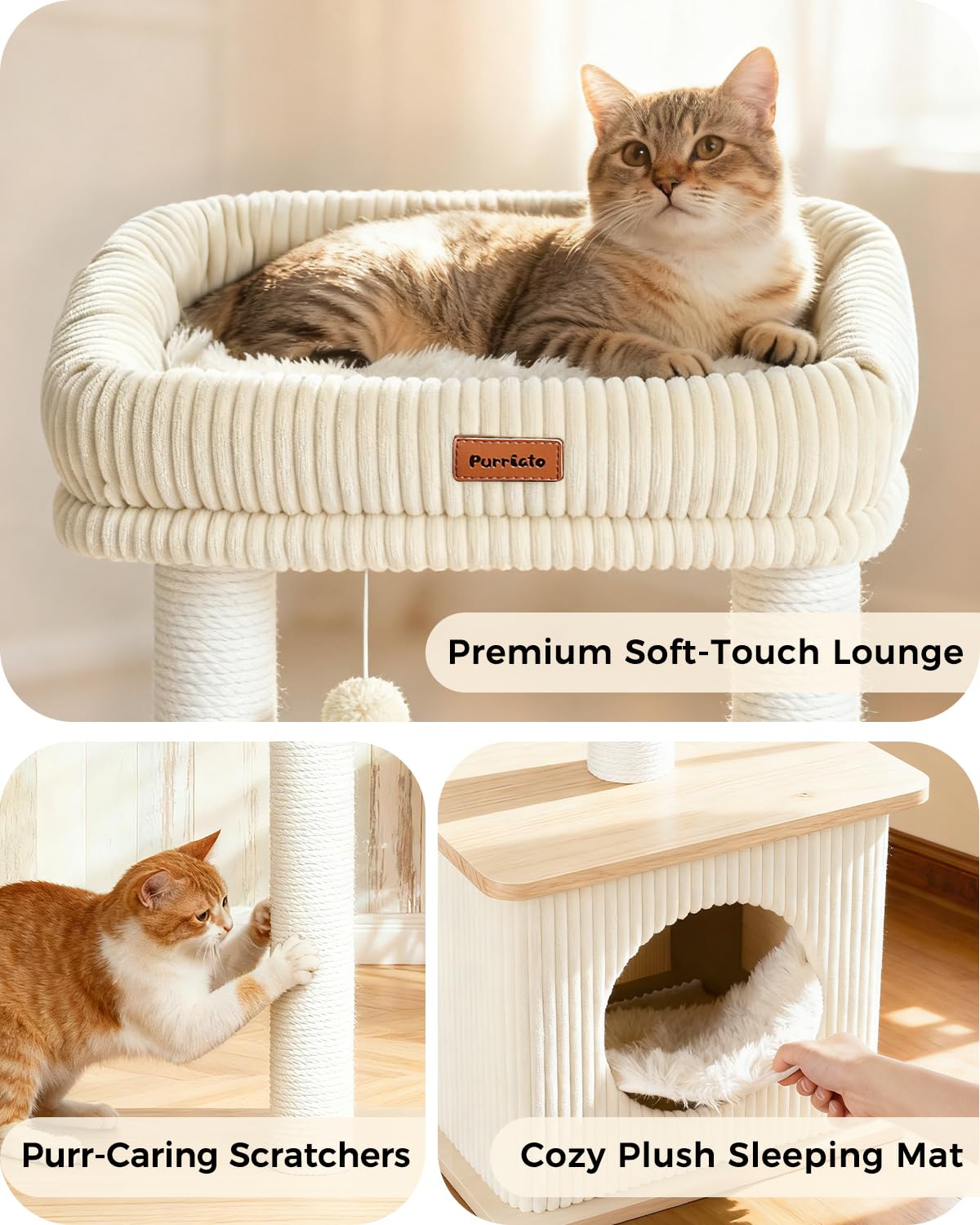 Purrlato floor mounted cat tree suitable for kittens and adult cats