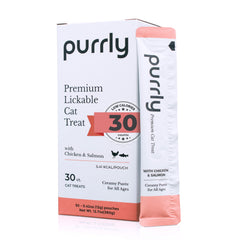 Purrly Hydrating Wet Cat Treat Topper bottle boosts hydration and flavor.