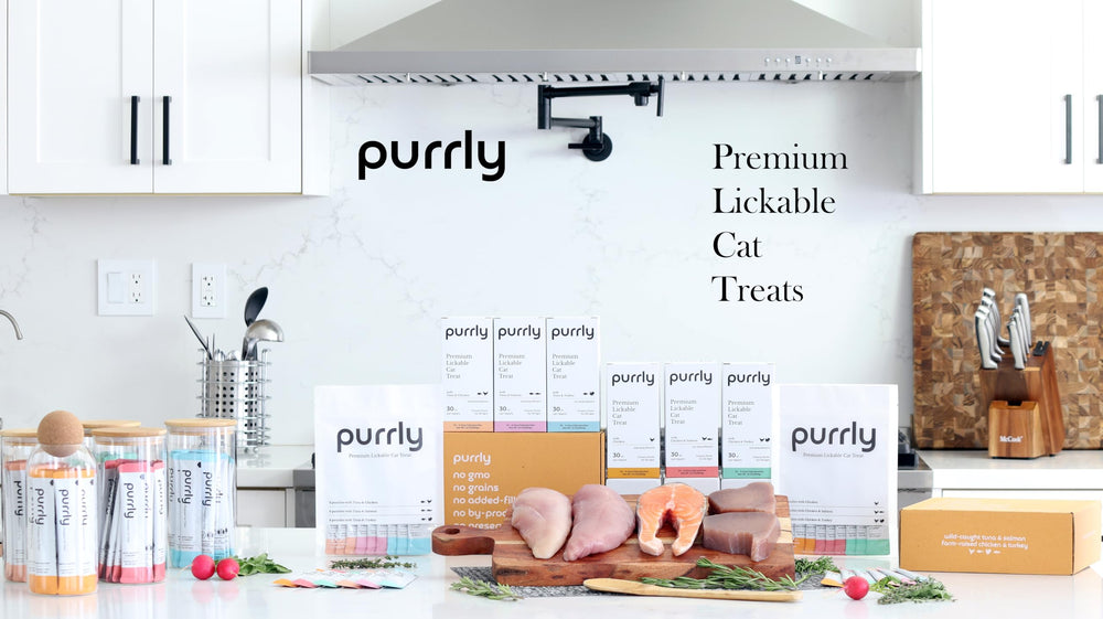 Purrly Lickable Purée 30-count pack for convenient weekly treats
