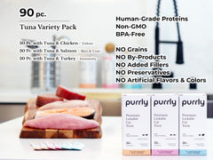 Purrly Lickable Tuna Pouch closeup showing hydrating interactive feeding