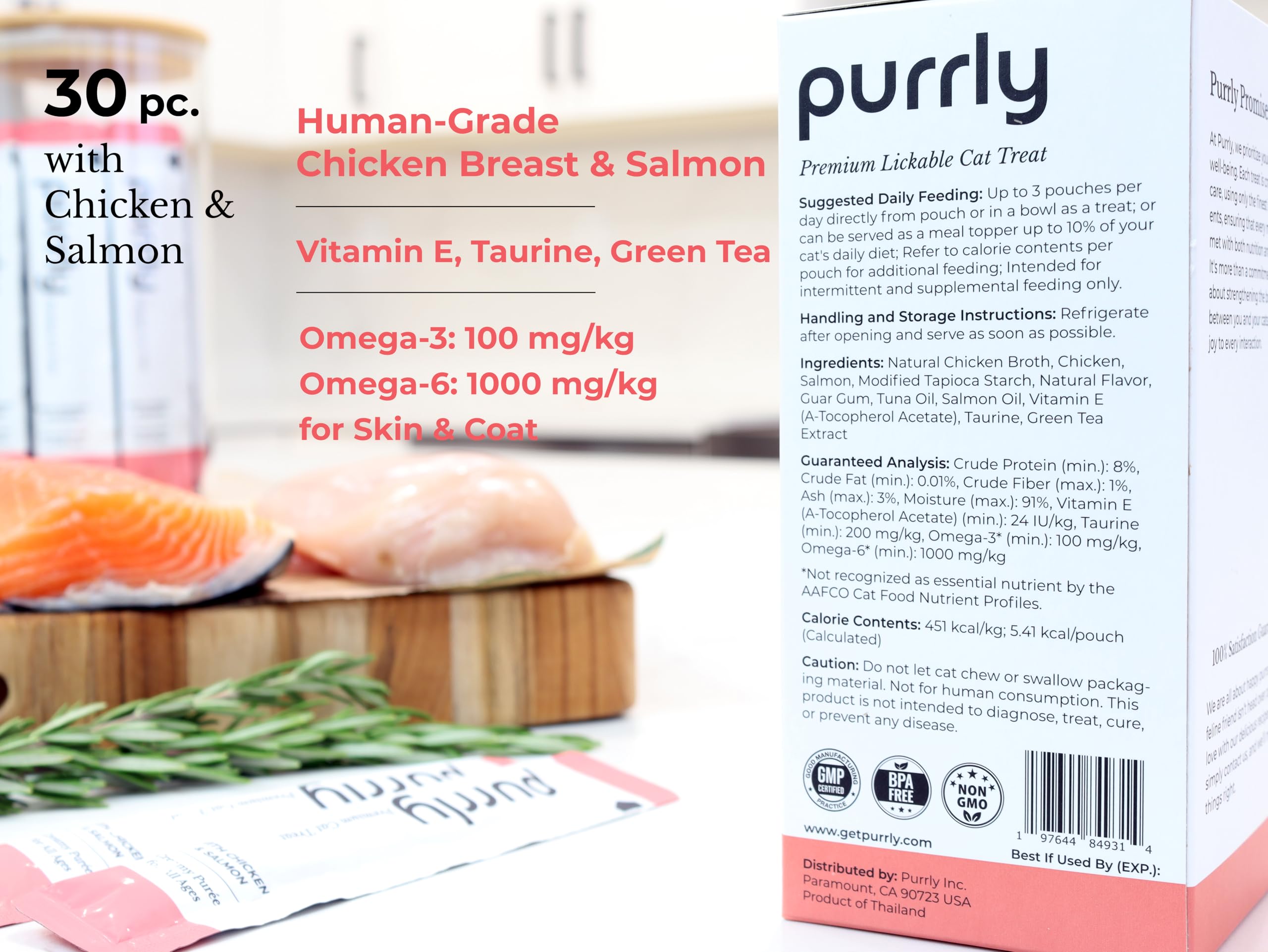Purrly clean ingredients pledge shown on packaging reinforces transparency.