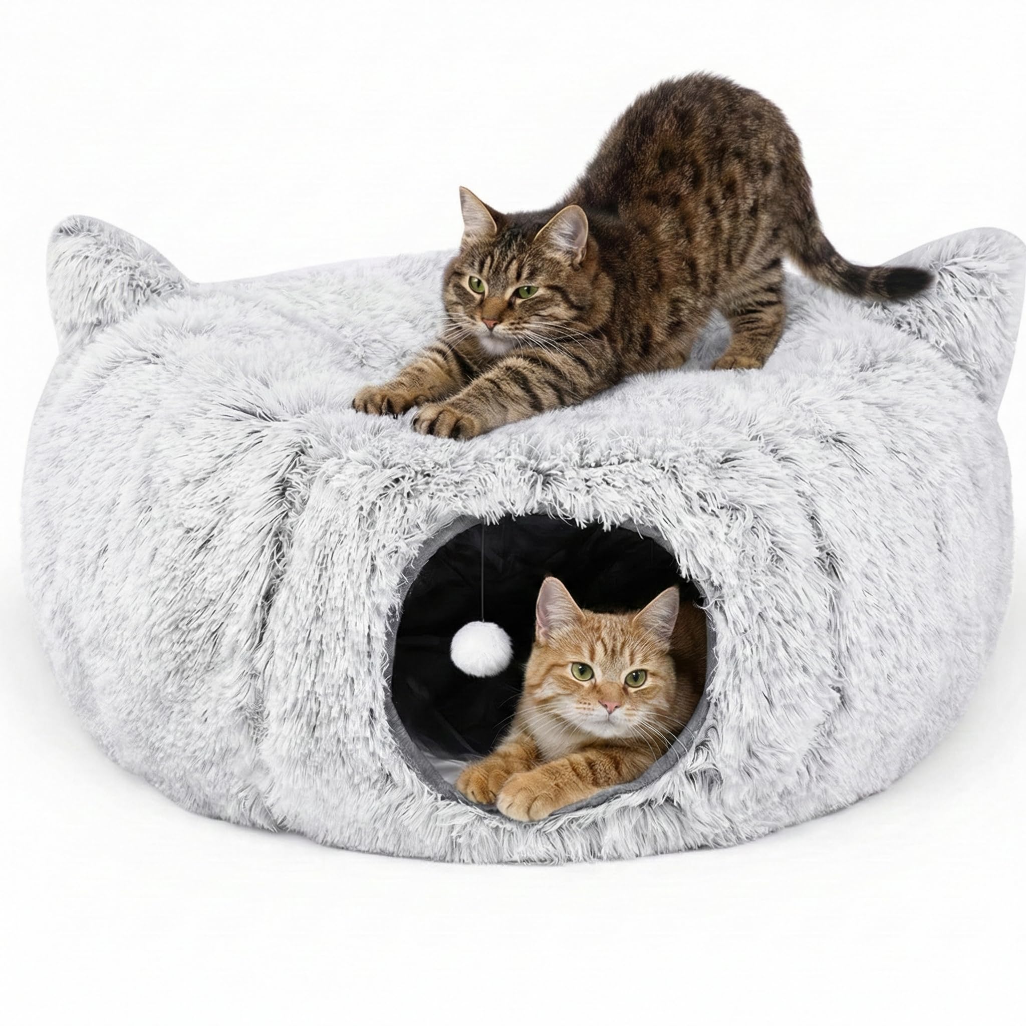Purrpuff 3-in-1 cat tunnel bed foldable design for versatile play and rest.