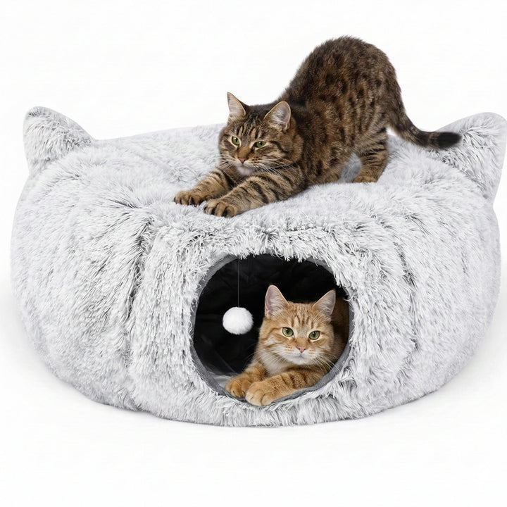 Purrpuff 3-in-1 cat tunnel bed foldable design for versatile play and rest.