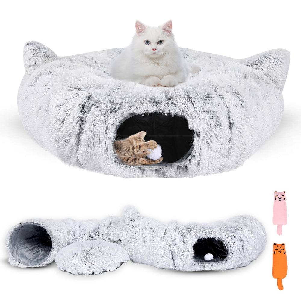 Purrpuff cat tunnel bed peekaboo opening highlights curiosity and secure retreat.