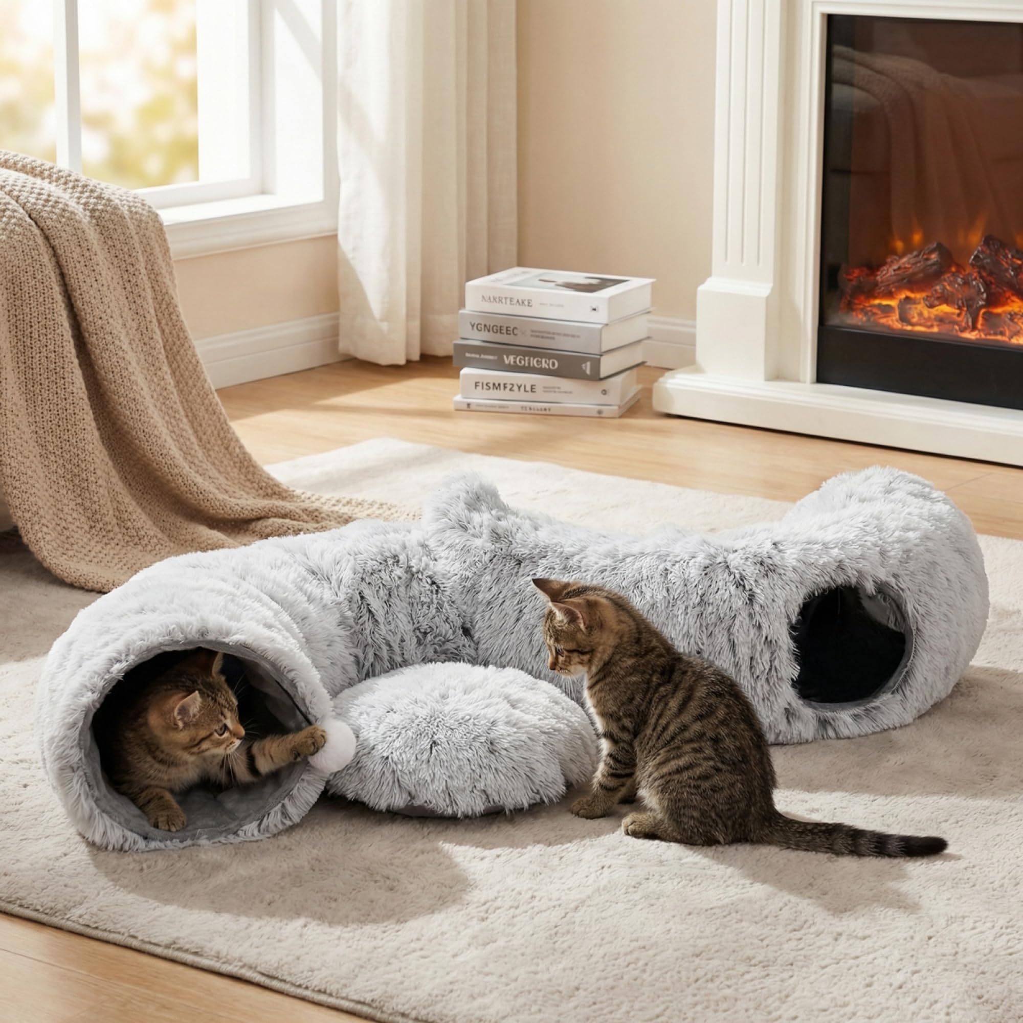 Purrpuff living-room setup shows a cozy indoor sanctuary for cats.