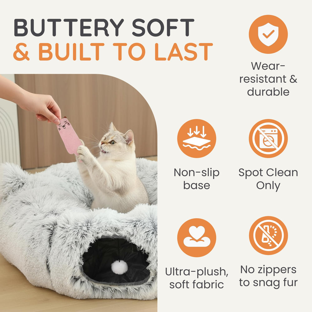 Purrpuff non-slip base keeps the bed stable during playful moments.