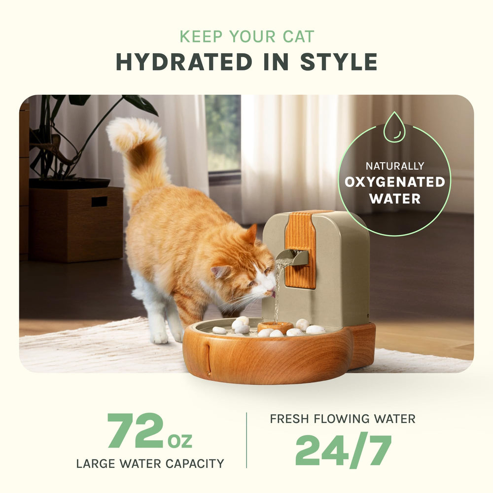 PURRVANA Zen design with Feng Shui cues promotes calm hydration.